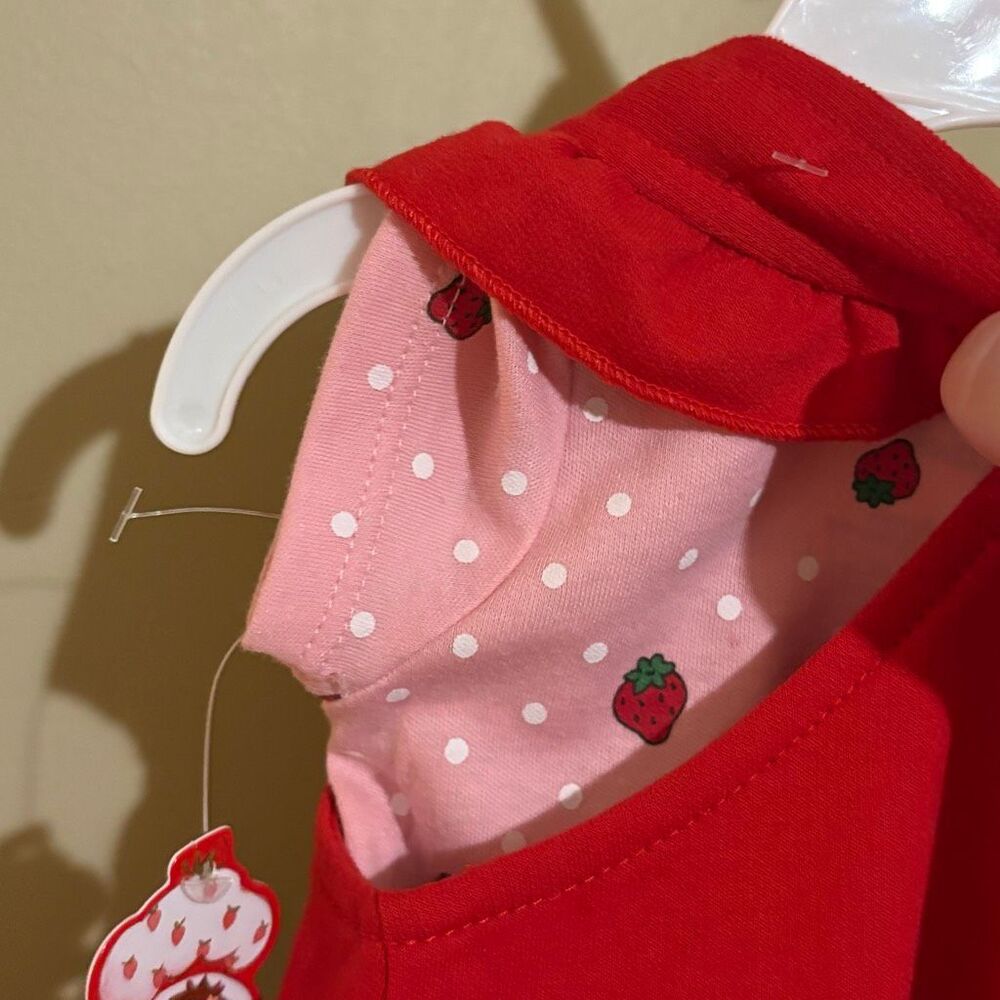 Strawberry Shortcake Baby Girl 2 Piece Set Overalls Red Pink NWT 3M 3 Month - Picture 7 of 8